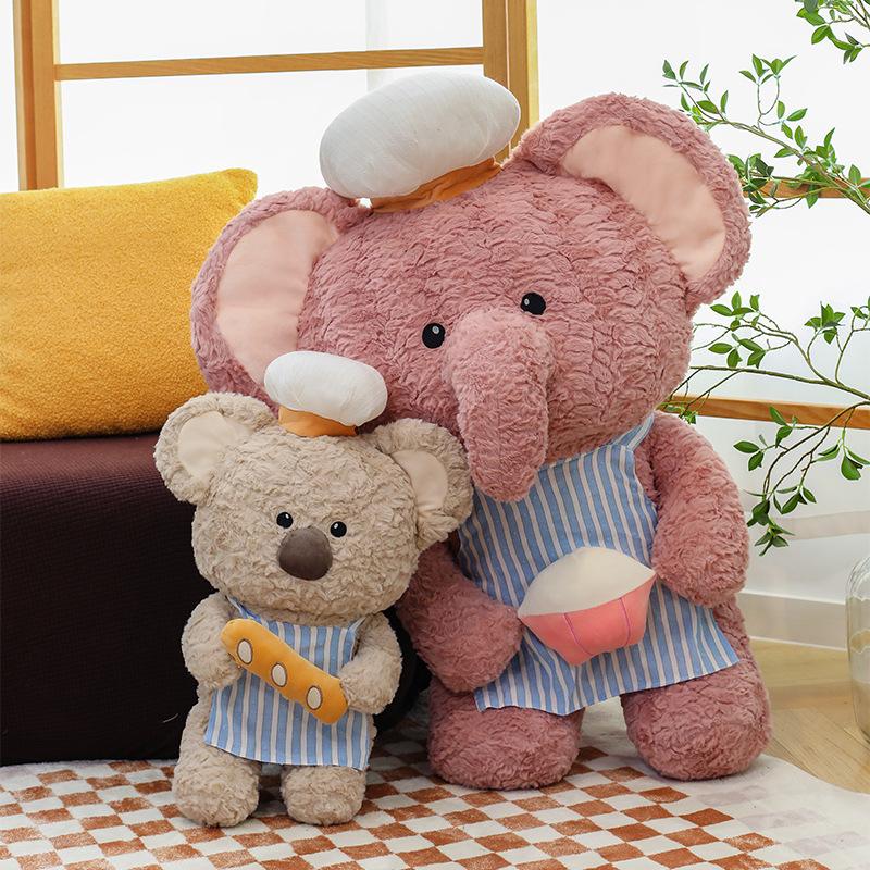 Cartoon Baking Teacher Series Plush Toys Kindergarten Elephant Chef Prop Cake Shop Panda Decoration