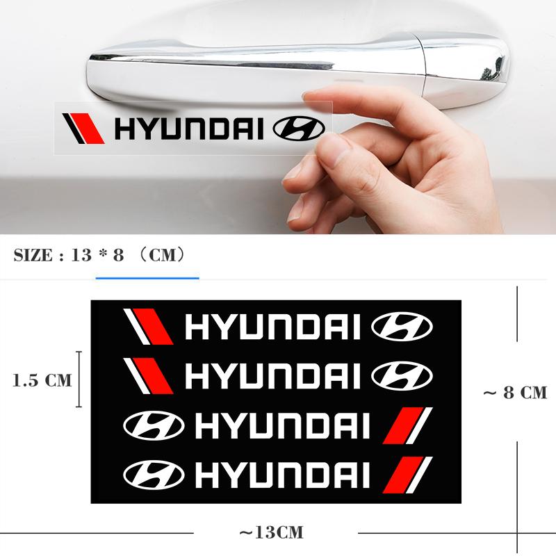 4PCS Car Styling Door Handle Decoration Stickers Decals For Hyundai Tucson IX35 I30 I20 Kona Coupe Veloster I40 Getz Accessories HH52
