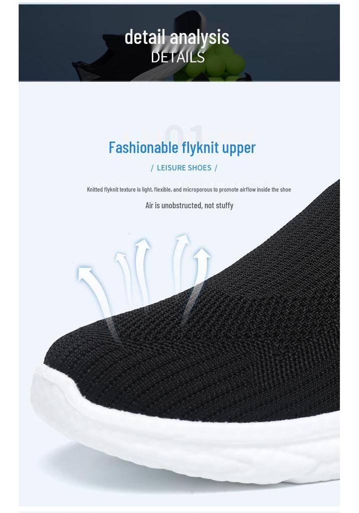 Men's Flyknit Mesh Slip-On Sports Shoes – Comfortable, Breathable, and Casual Walking Shoes