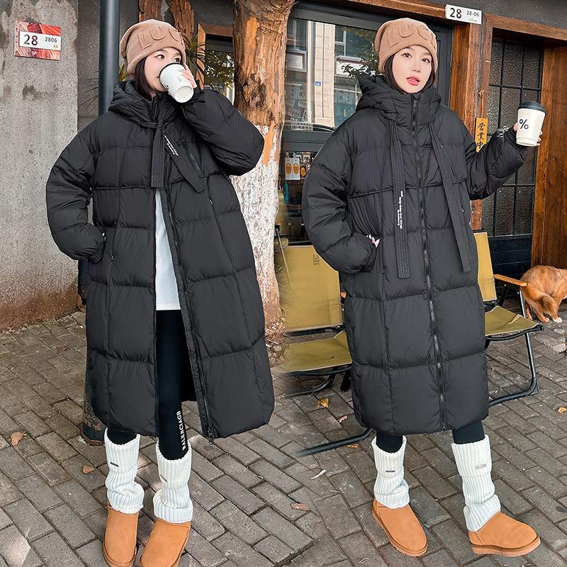 Long cotton-padded clothes for women in winter, thickened cotton-padded clothes over the knee, loose cotton-padded jackets for women, trendy jackets