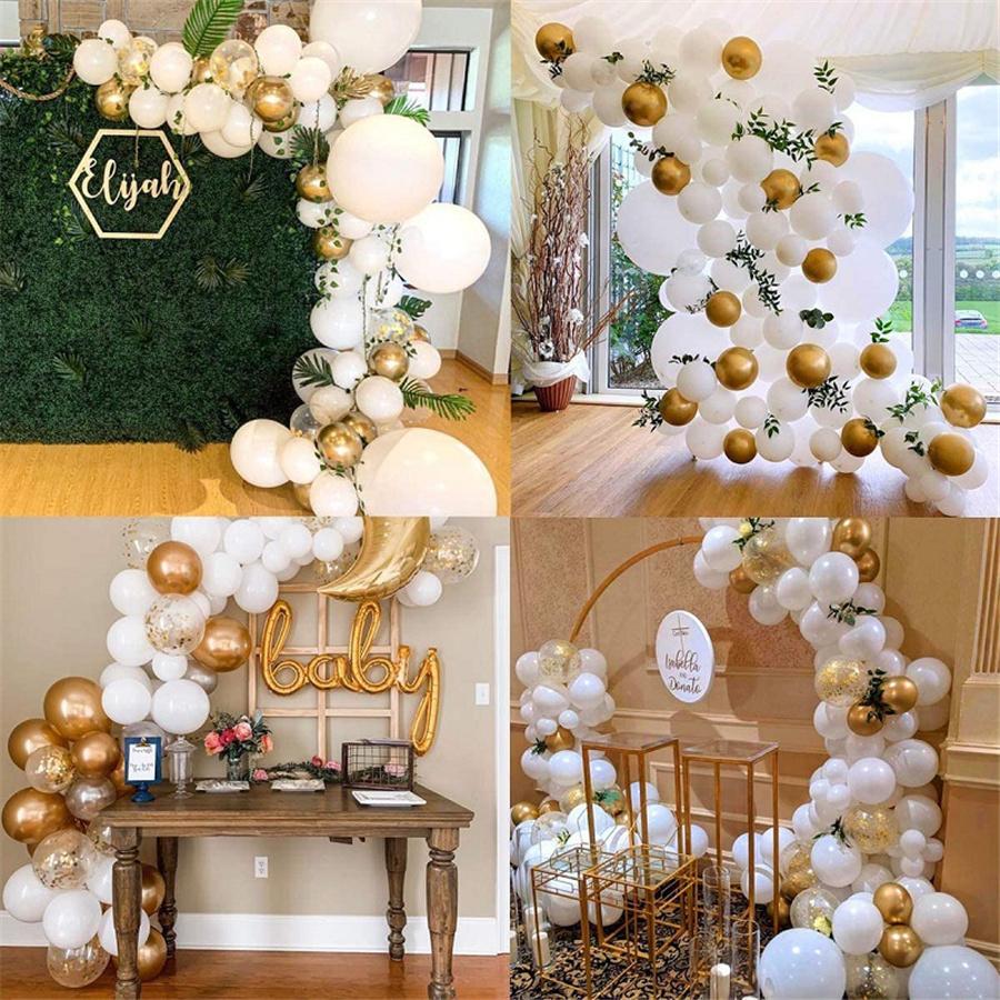 102x DIY Balloons Arch Kit White Gold Balloons Birthday Wedding Party Decoration