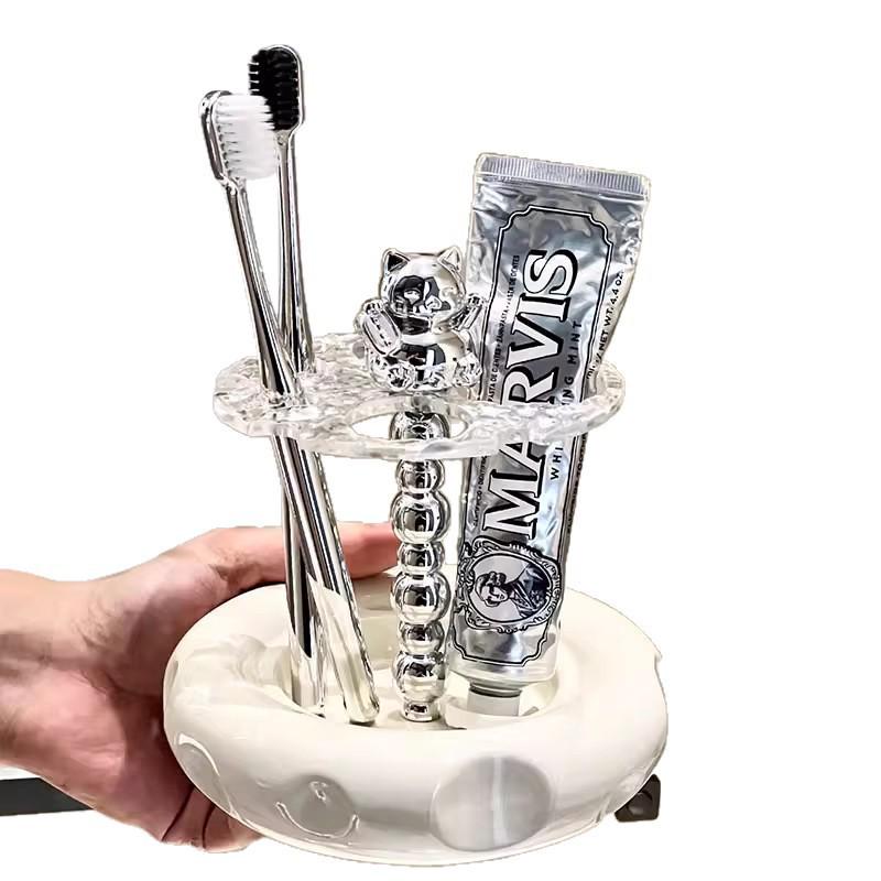 Ceramic Toothbrush & Toothpaste Stand for Vanity