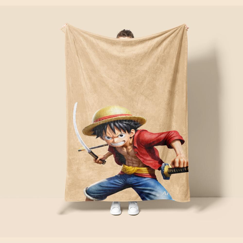 Flannel Thin Blanket One Piece Animation Luffy Four Seasons Blanket.for Sofa, Beds, Living Room, Travel Picnic Blanket Gifts