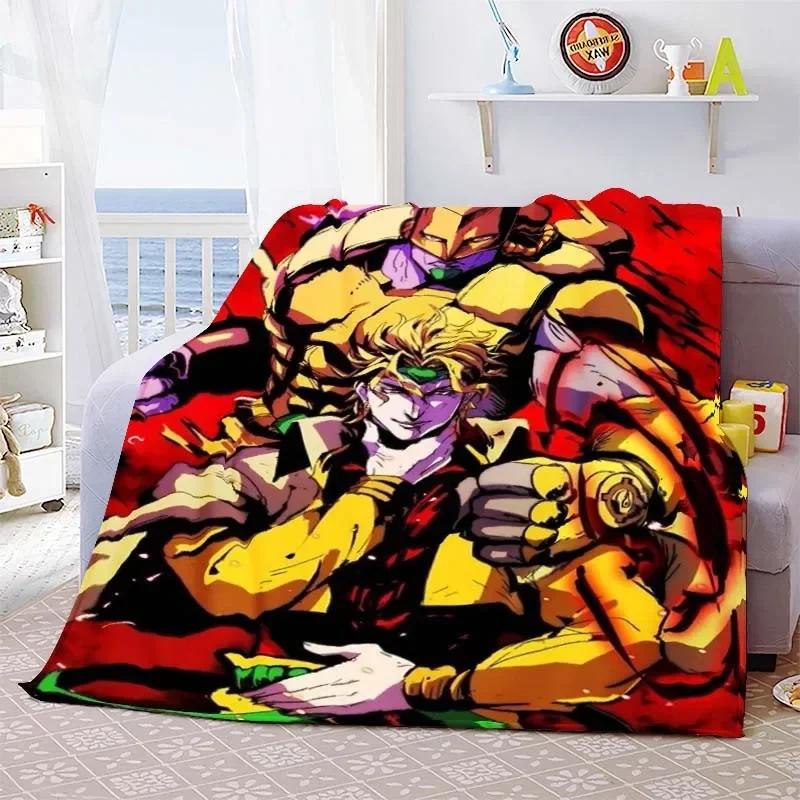 Summer Blankets Sofa Bedspread Couch Home Living Room Decor Anime JoJo Bizarre Adventure Print Flannel Throw Blanket Soft Warm