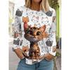 Kreatywny damski T-shirt z nadrukiem i długim rękawem, oddychający, miękki i wygodny, odpowiedni do noszenia na co dzień przez cały rok