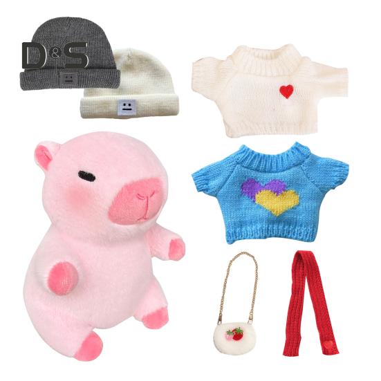 

1 комплект плюшевых игрушек-капибар с одеждой, аксессуары для детей, сделай сам, плюшевые игрушки-капибары для малышей, мальчиков и девочек, мягкие игрушки-куклы, украшения C розовый