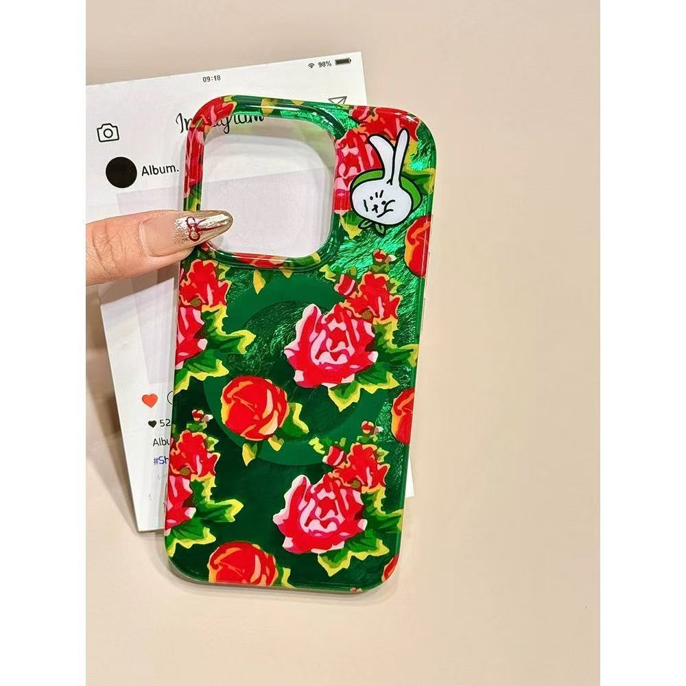 

Cartoon Northeast Flower Rotating Handkerchief Brace Applicable To IPhone16 Mobile Case Apple 15 Protective Case 14 13 Apple 16