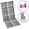 Day and Night - Day and Night High Back Garden Chair Cushion 4 Units Gray Plaid 120x50x3 Cm