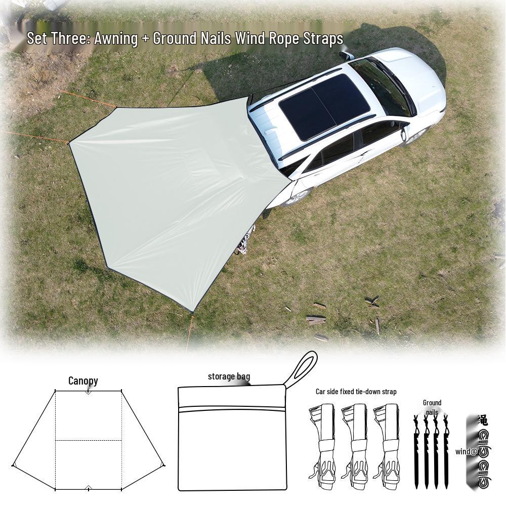 Universal Outdoor Car Awning for Camping and Touring - Black Vinyl