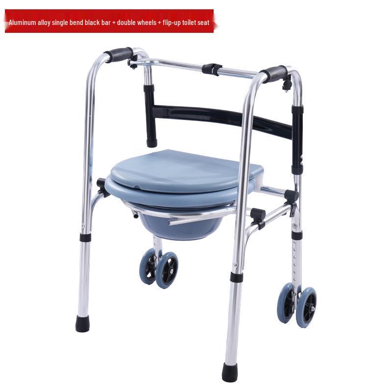Stainless Steel Rollator Walker with Seat and Wheels - Rehabilitation Support Frame