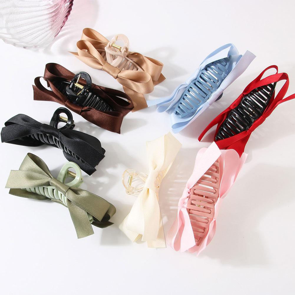 Sweet Bow Grab Clip Girls Elegant Ponytail Braid Claw Clip Sweet Shark Crab Hair Card Korean Exquisite Hair Accessories