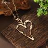 New Irregular Smooth Hollow Love Long Pendant, Women's Fashion High Sense OT Buckle Heart Necklace
