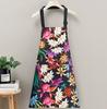 Floral Print Adjustable Neck Strap Kitchen Apron with Front Pocket Durable Cotton Linen Material for Cooking Baking and Crafting Use