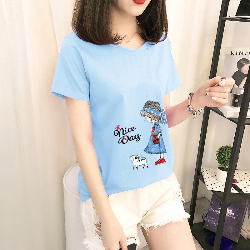 GMXIA Short Sleeve T-shirt Women Loose Ins Women's Crewneck Base Shirt