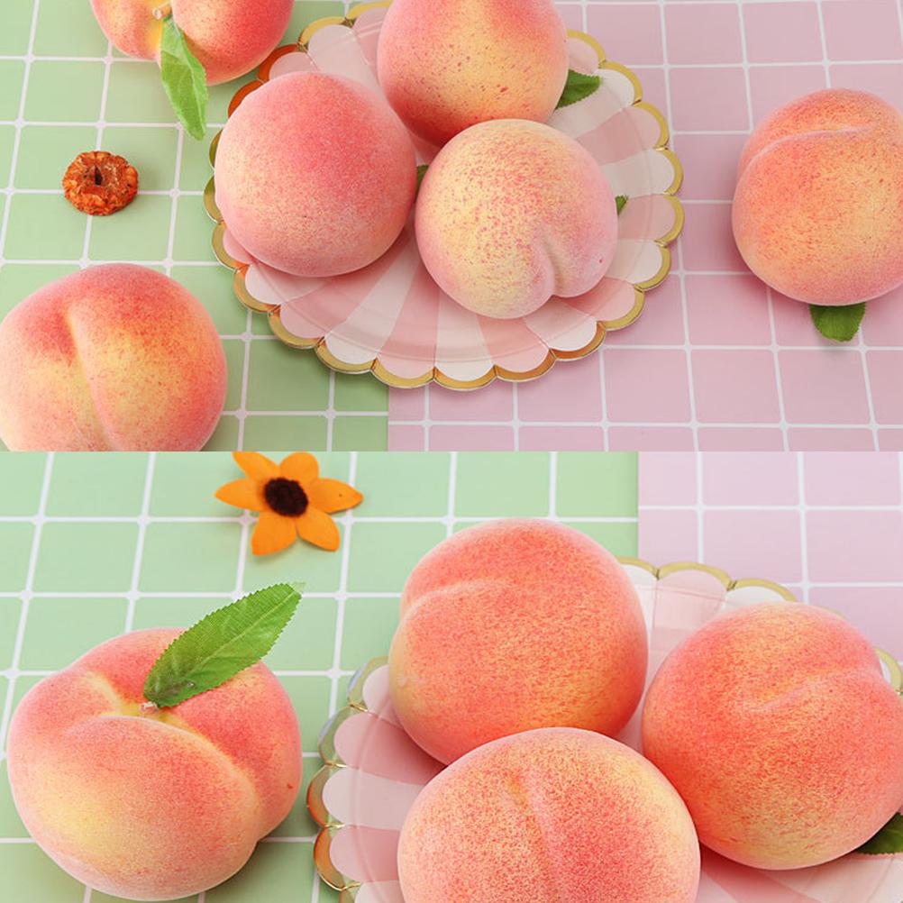 6PCS Artificial Peaches Simulation Peaches Fruits Vivid Props for Home Fruit Shop Supermarket Desk Decoration