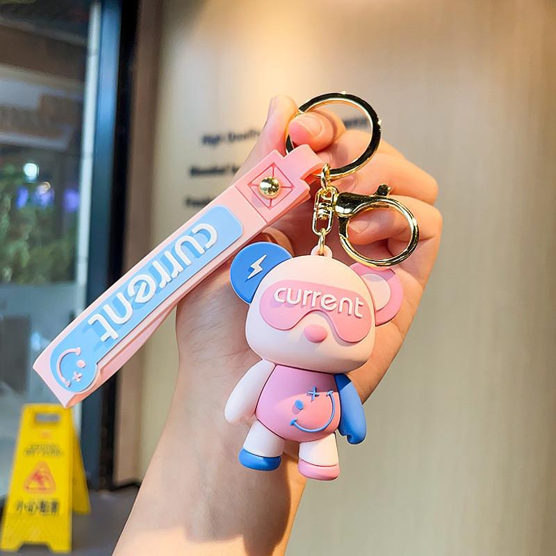 Adorable Cartoon Bear Keychain Colorful Lightning Bear Cute Bag Ornament