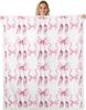 White Swan Fleece Throw Ballet Theme Pink Plush Blanket for Kids Room Decor with Crown Bowknot Roses Flowers Twin X