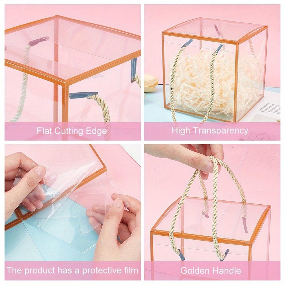 8pcs Transparent PVC Gift Boxes with Polyester Cord Handles Square Clear Box Gift Packing Box Jewelry Ornament Packaging Display Clear Display Cases