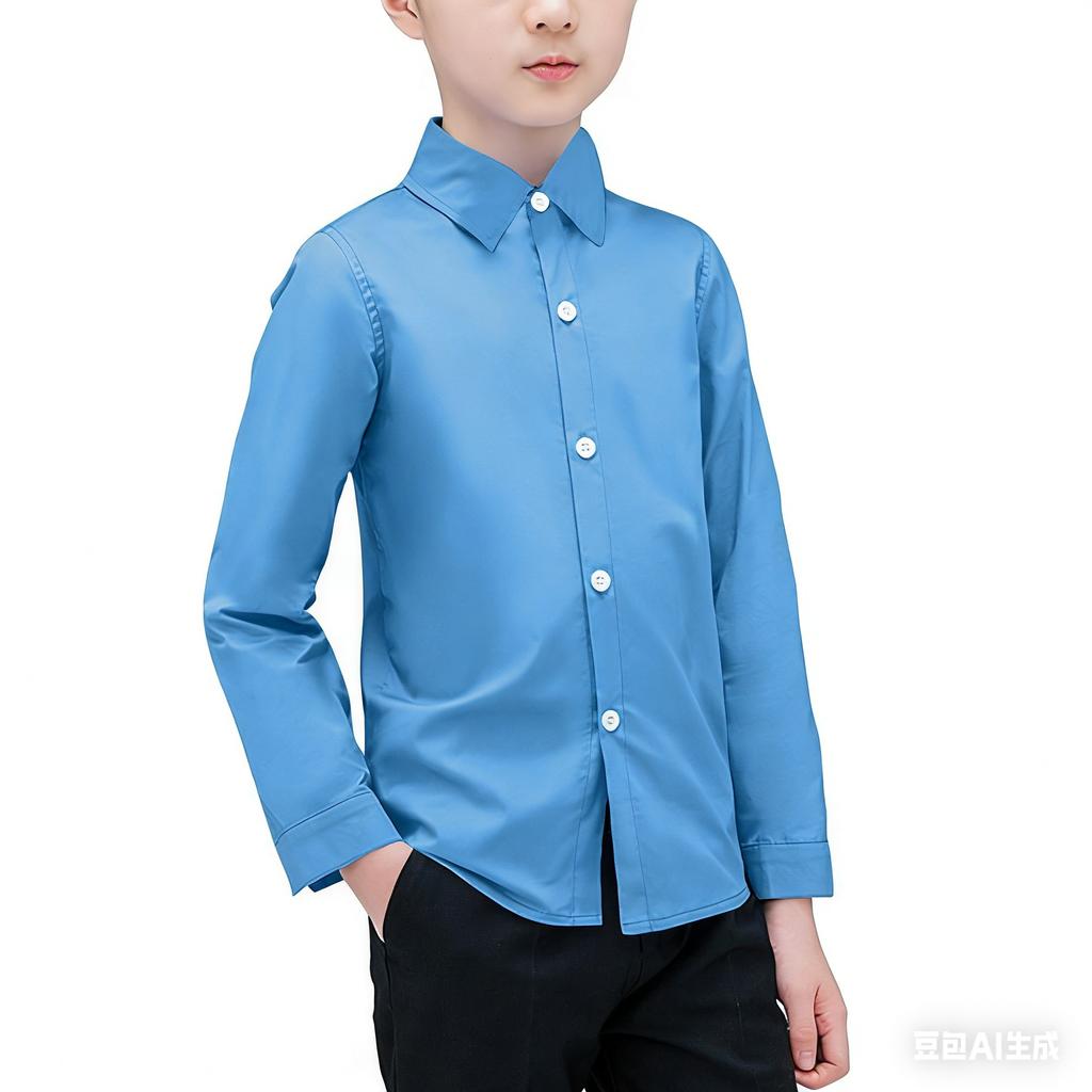 Boys Cotton Regular Fit Tops Shirts Button Down With Cuffs & Shirttail Hem Long Sleeve