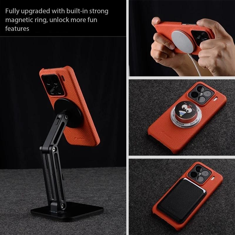 Melkco Echte Rindslederhülle für Xiaomi 17 Ultra mit MagSafe Magnetische Abdeckung Business Schutz-Rückseite