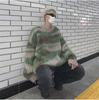 Men's Striped Mink Velvet Sweater: Trendy Japanese Style, Youthful Round Neck Pullover for Autumn and Winter.