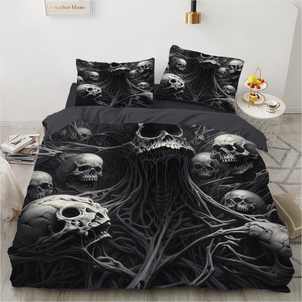Grim Skull Bedding Set Cartoon Halloween Comforter Sets Double Queen King Twin Full Size Duvet Cover Set Kids Girls