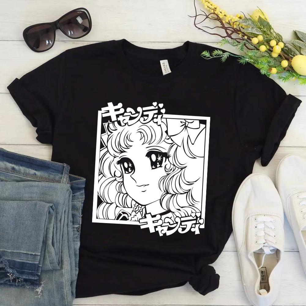Anime Candy Candy T-shirt Clothes for Women Japanese Manga Short Sleeve Graphic Tee Y2k Kawaii Casual Tops Women's Sumer Clothes