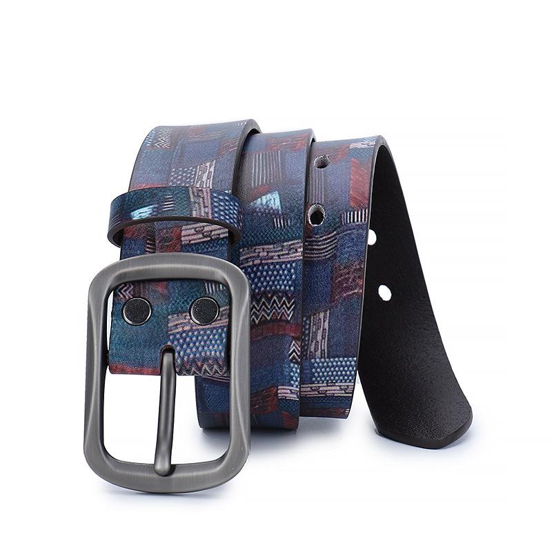 Style Graffiti Color Genuine Leather Belt Color Printed Pure Leather New Belt