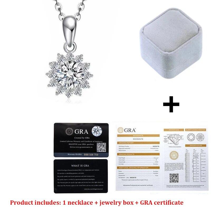 1CT D Color Real Moissanite Snowflake Pendant Necklace For Women Lab Diamond S925 Sterling Silver Fine Jewelry Gift