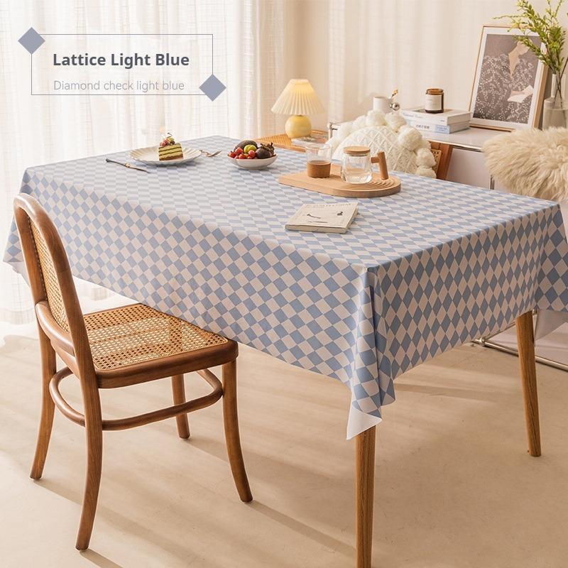 Waterproof and Oil-proof Solid Color PVC Table Cloth Anti-scalding and Washable Plaid Table Cloth Simple Rectangular Round Table Cover Cloth