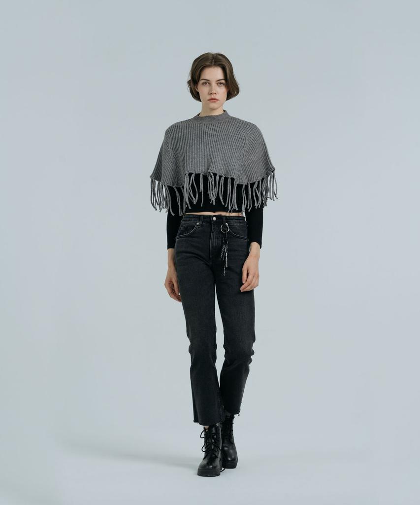 DOLIGRAM Cape Warmer Knit Shawl Gray