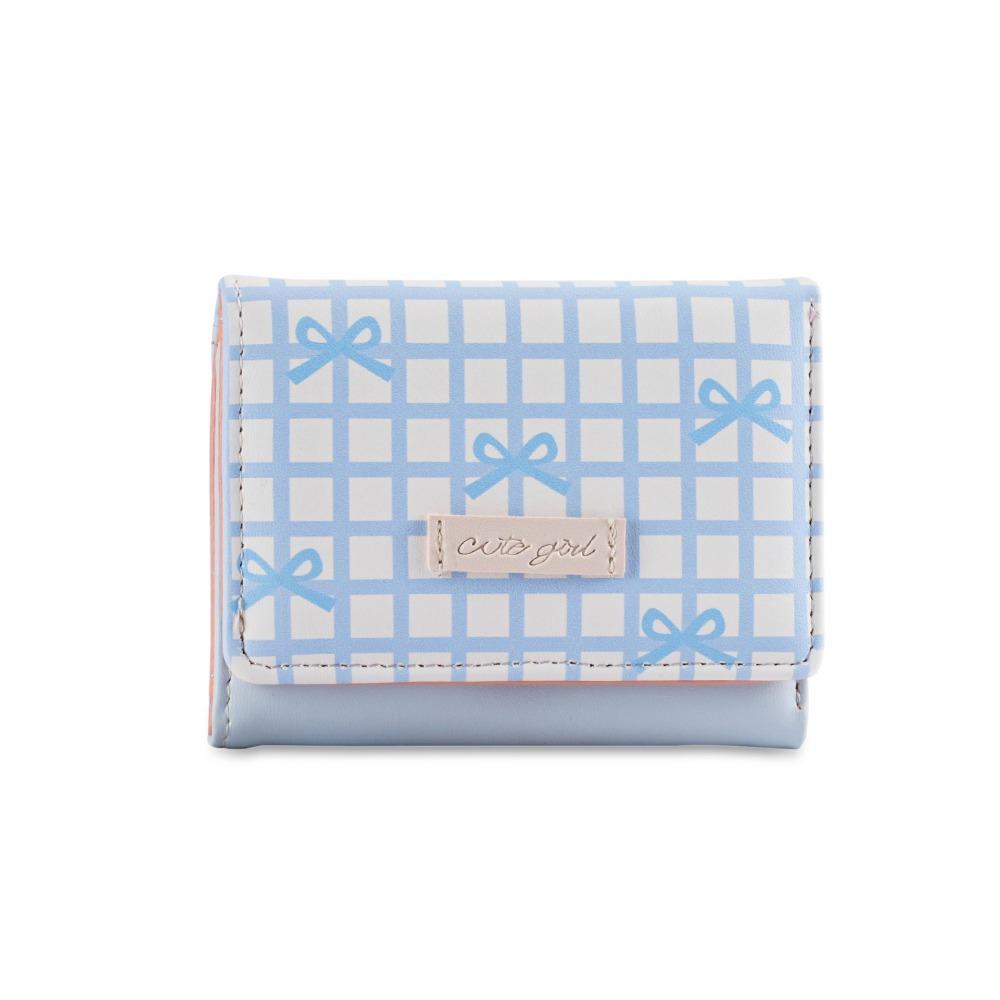 Lattice Cute Tri-Fold Purses Multiple Card Slot Coin Purse Portable Women Card Holder  Student