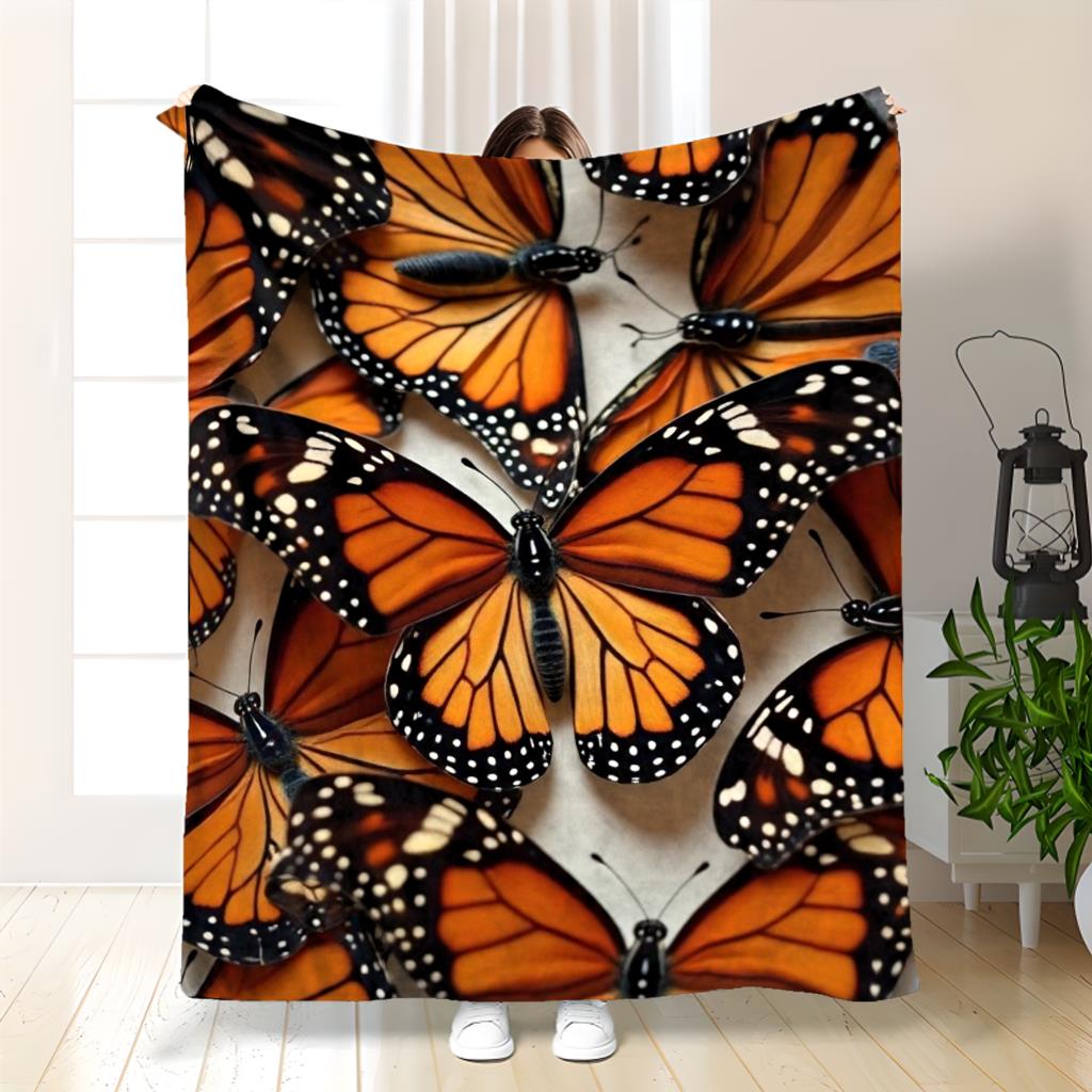 Throw Blanket Gothic Black Butterfly Pink Rose Lace Flower Graphic Elegant Warm Decor For Sofa Bed Couch Bedroom Office