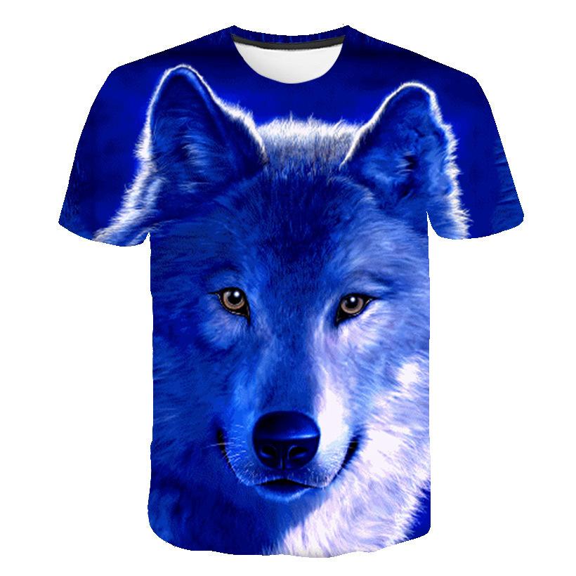 Summer Round Neck 3D Wolf Print Top Fashionable Casual Short Sleeved Men's T-shirts