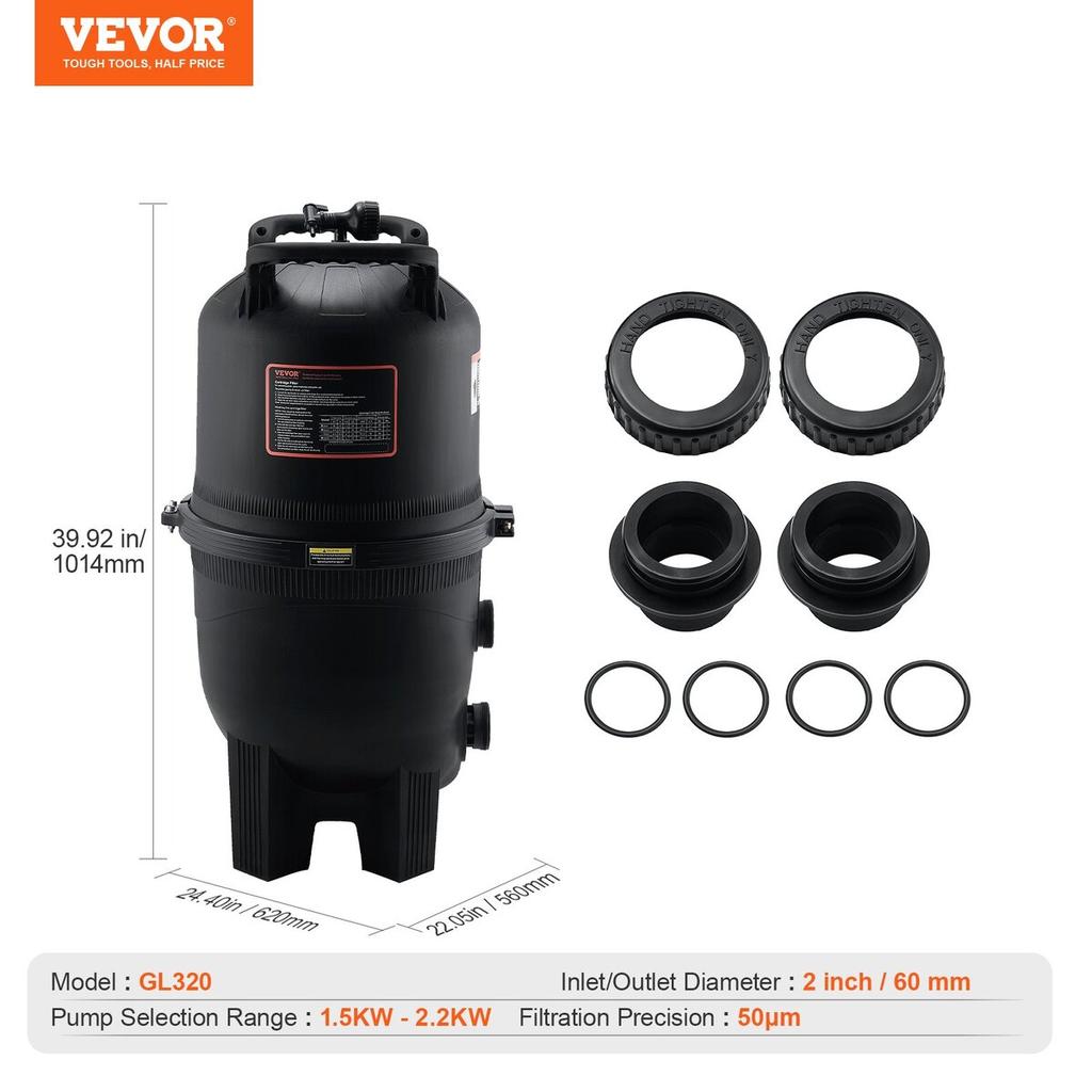 Cartridge Pool Filter, 30 Sq.m Filter Area Inground Pool Filter, Above Ground Swimming Pool Filtration Filter System with Upgrade Filter &Leak-proof,