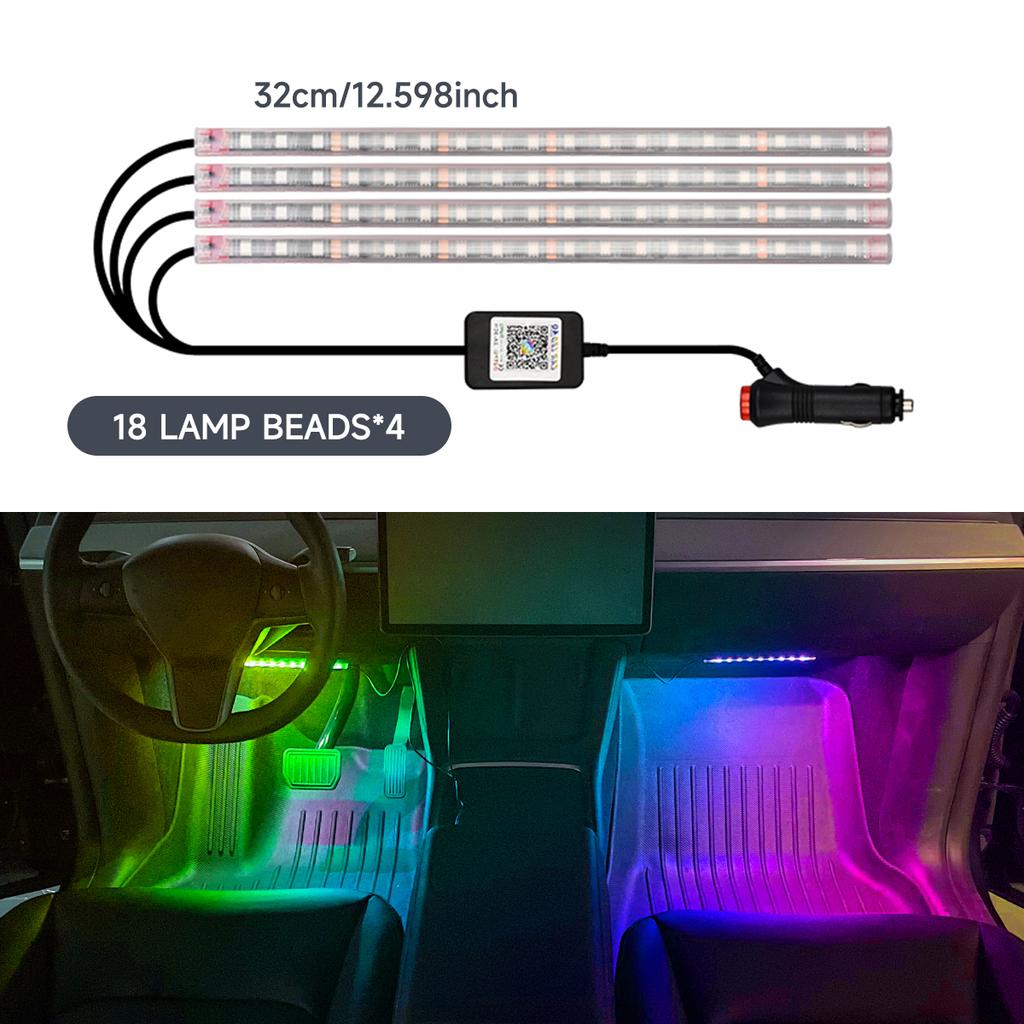 4-in-1 5V-12V RGB LED Interior light LED Lamp Car Lamp Foot light Car Decorations APP control, dynamic rhythm atmosphere light