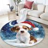 Christmas Puppy Round Area Rug,Carpet Rug for Living Room Bedroom Sofa Playroom Decor,Non-slip Floor Mat