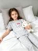 Girls Pajama Set, Cute Rabbit & Polka Dot Short Sleeve Top & Long Pants, Soft Sleepwear for 8-12 Years