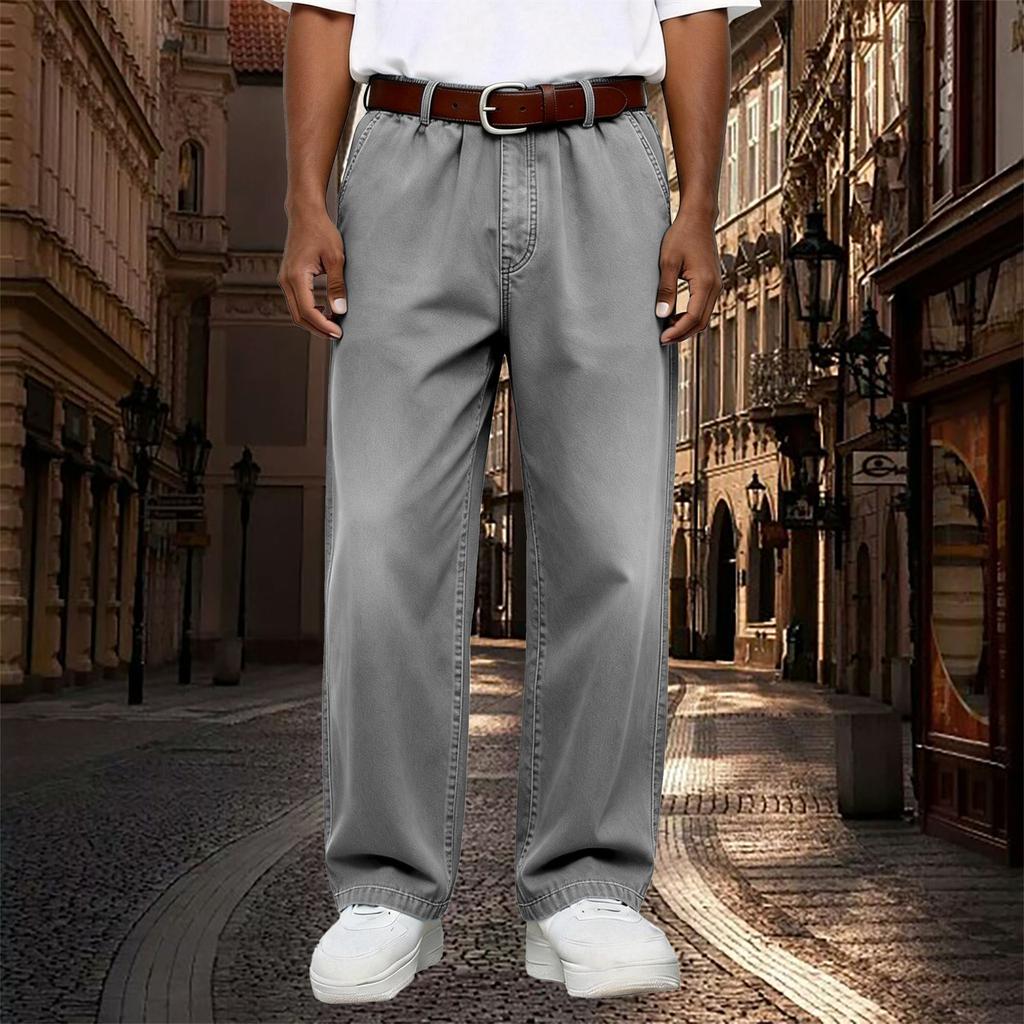 Men Elastic Waist Pant Casual Fit Pants Trousers