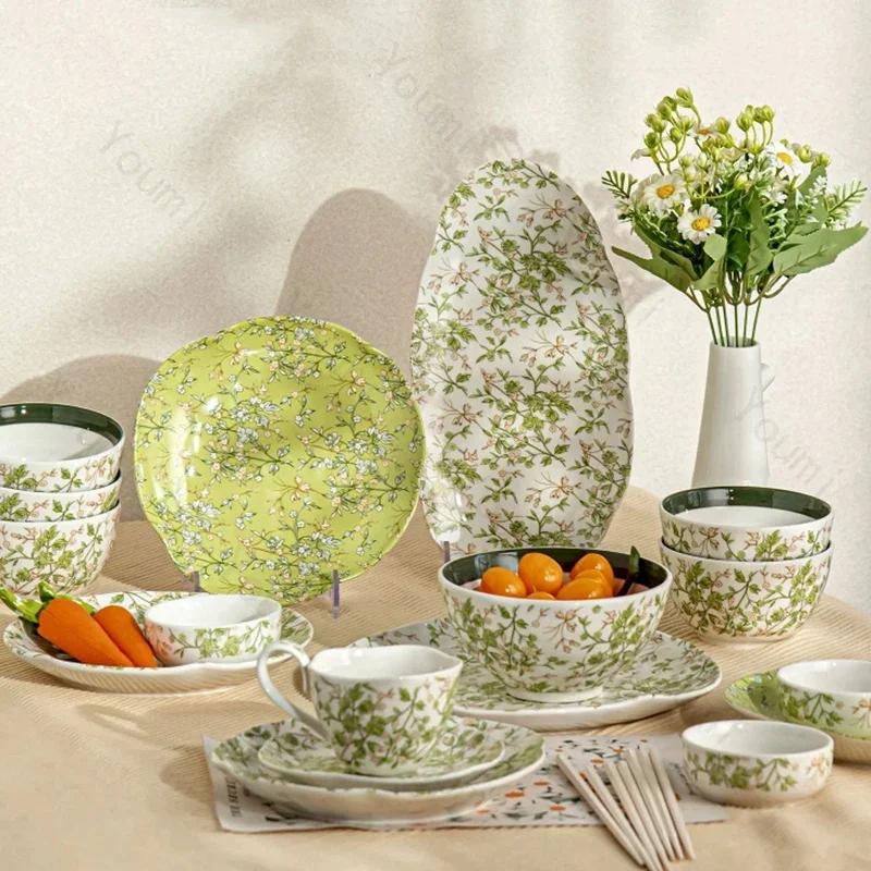 Kreativní nepravidelné jídelní talíře ve francouzském stylu, nádherné květiny, keramický talíř, odpolední čaj, ovocný dezertní talíř, unikátní stolní nádobí