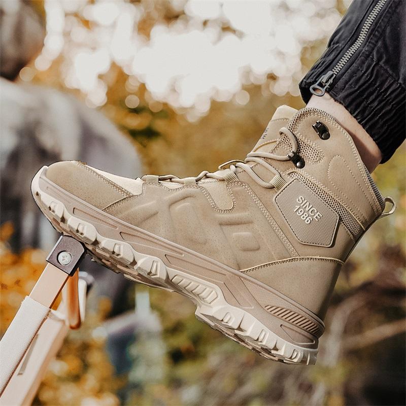 Men's casual high top boots spring and autumn new soft sole non slip outdoor boots fashion youth work boots hiking desert boots