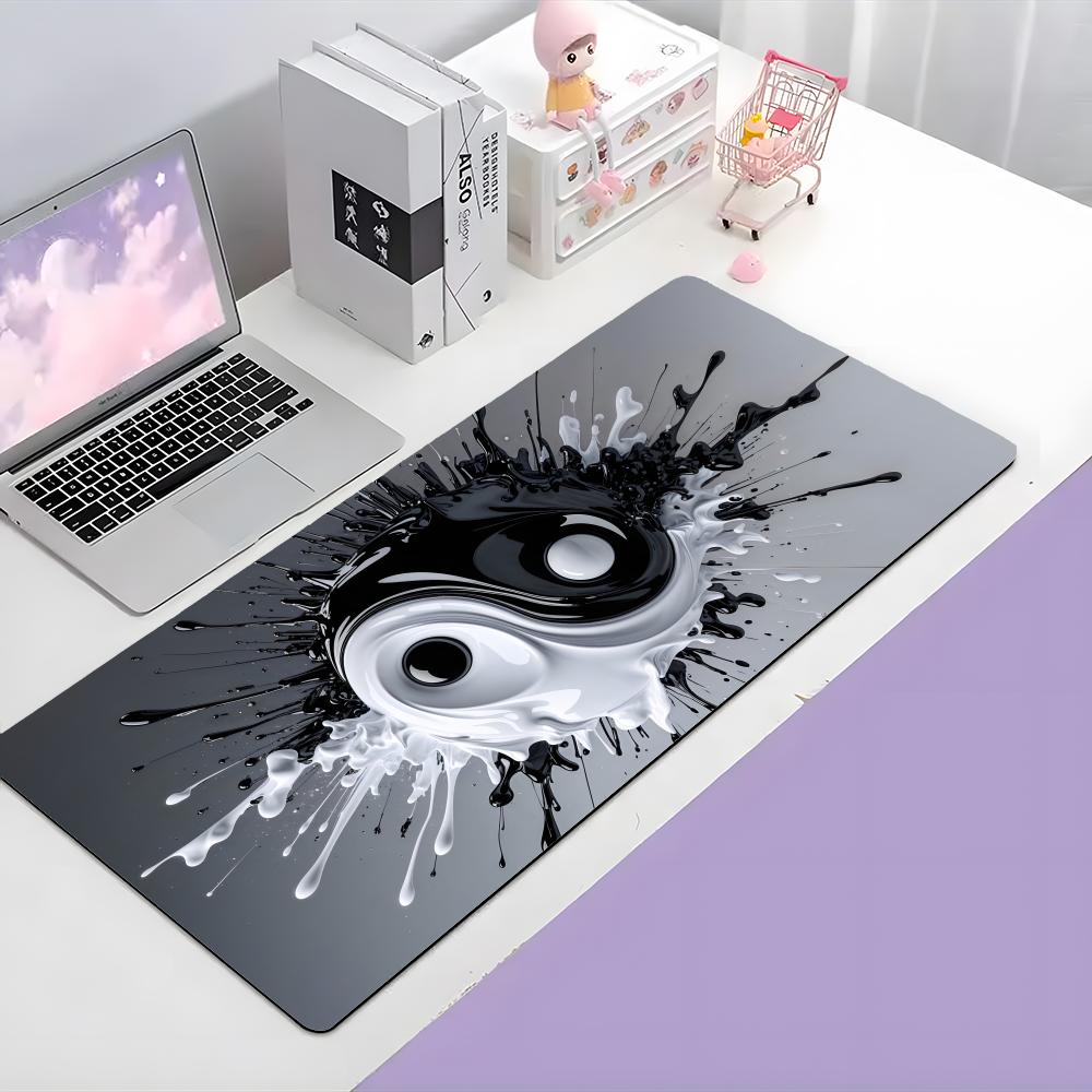 Art Traditional TTai Chi Ink Wash Mouse Pad Large Gaming Mousepad With Thick Stitched Edge NonSlip Desk Mat