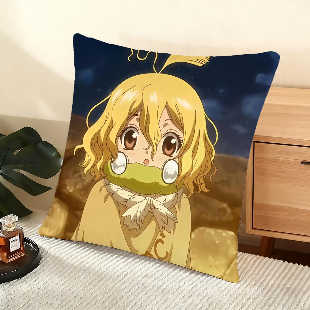 Dr Sstone Science Future Cushion Cover Soft Short Plush Pillow Cover Smooth Cozy Texture Aesthetic Cushion Case Home Decor