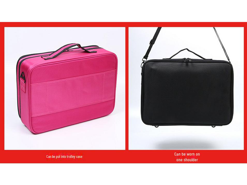 Three-Layer Waterproof Makeup Artist Travel Case: Portable Cosmetic Storage Bag