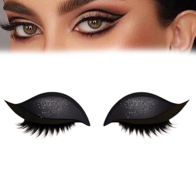 Samolepky na oční stíny a řasy, Líný oční stín náplast na řasy, 2 v 1 opakovaně použitelné samolepky na líčení očí samolepicí rychlé líčení