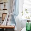 American Style Thick Cotton Linen Stripe Blackout Window Curtains with Tassel Bedroom Kitchen Drapes Curtains In The Living Room