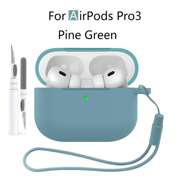 New 2025 For Apple Airpods Pro 3 Case Soft Silicone Full Protective Cover with Cleaning Kit and Keychain for Airpods Pro 3 Case