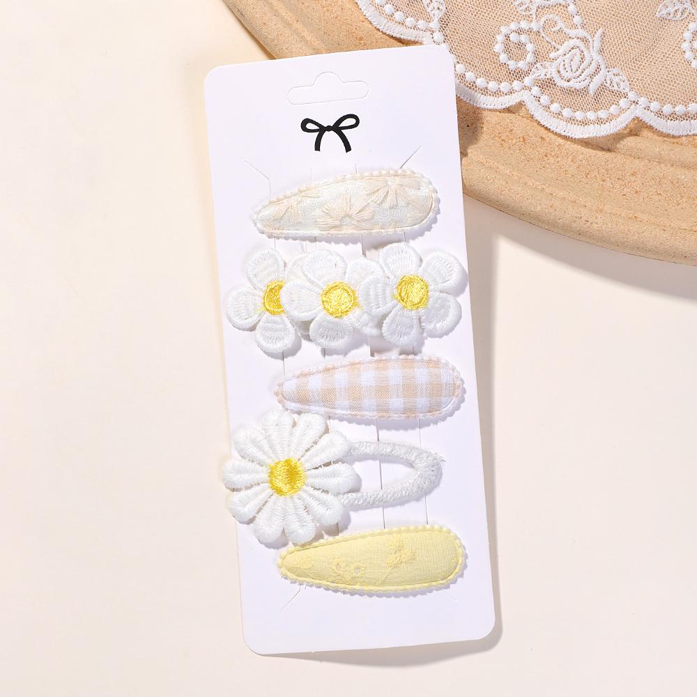 5Pcs BB Clips Set for Children Hair Accessories Sweet Printe Hairbangs Hairclip Girls Barrette Daisy Hairpin Ornaments