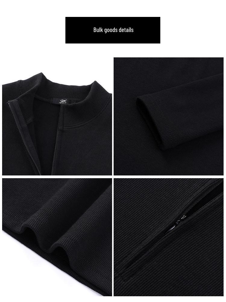 Women's Black Slim-Fit Dress with Coat - 2026 Autumn/Winter High-End Cinched Waist Little Black Dress