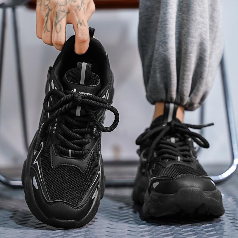 2025 spring men's shoes casual hundred towers lightweight running non-slip sports shoes youth thick-soled heightening dad trendy shoes